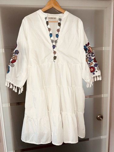 Kleid weiß l stickerei - weiß, gr.