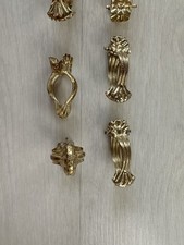 8x Vintage Gardinen Klemmen Halter Vorhanghalter Scheibengardinen Goldfarben