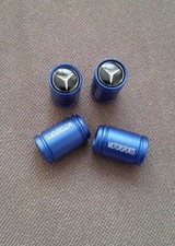 Ventilkappen aus Aluminium in Farbe Blau mit Mercedes-Benz Logos "NEU"