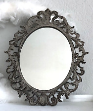 Spiegel Wandspiegel Badspiegel Frisierspiegel, Eisen Grau, Shabby Brocante oval,