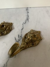 3x Messing Kleiderhaken LÖWE Vintage Garderobe Massiv Löwen Kopf