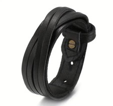 LEDER ARMBAND Surfer Herren Vintage Armband ECHT LEDER Schwarz Echtleder