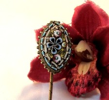 alte Millefiori Tuchnadel Reversnadel Mosaik Einlegearbeit Gewandnadel / bi 175