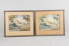 Q28R41- Wilhelm Winkler (1884-1984) 2x Aquarell Schäfer mit Herde signiert