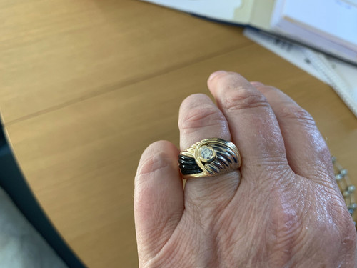 Brillant onyx ring - brillant/onyx, gelbgold