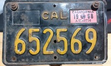 652569 CALIFORNIA CAL 19 68 Motorrad - License Plate USA Kennzeichen Gestanzt