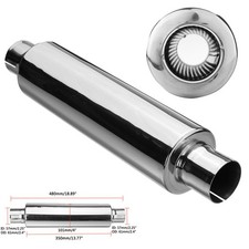 2.5" 57mm Universal Auto Auspuff Endtopf Schalldämpfer Edelstahl Lang 480mm