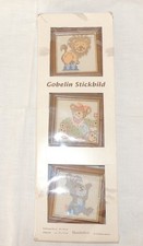 3tlg Stickbild Set Gobelin Stickbild Stickbilder 10x10xm Kindermotive Sticken