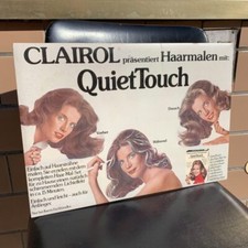 Schild Clairol QuietTouch Werbeschild Pappschild Werbung vintage Haare Friseur