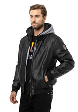 Cipo & Baxx LAVAL Herren Leder Jacke mit Kapuze CM214 Neu Reduziert von 119,00 €