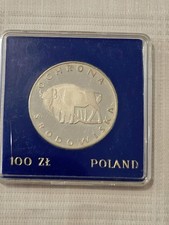 100 Zloty 1977 - Umweltschutz - Wisent - Silber PP