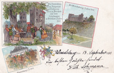 Antike AK Litho gelaufen 1900