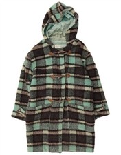 BENETTON Damen Dufflecoat mit Kapuze IT 44 mittelgrün kariert QG09