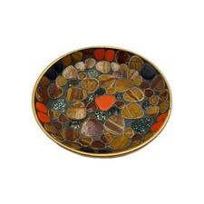 Dekoschale bunt mit Mosaik-Steindekor Ø 18 cm – handbemalt, goldene Unterseite