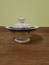 Konfektschale mit Deckel, Schale,  Bavaria Porzellan mit gold und kobaltblau