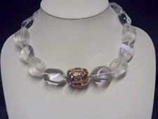 Wechselschließe aus 925/-Silber, goldplattiert mit Citrin & Amethyst