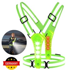 LED Warnweste Fahrrad Reflektorweste Laufweste Leuchtweste Reflektierende Weste.