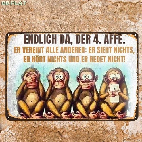 Blechschild der affe - blechschild, hört