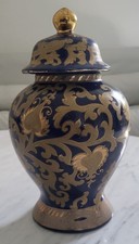 Deckelvase China Blau Gold