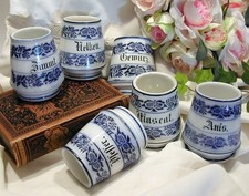 6x Gewürzdose antik Porzellan Zwiebelmuster VorratsDose Gewürz Behälter blauweiß