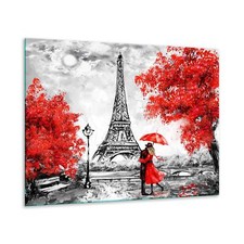 Herdabdeckplatte Ceran 1 teilig 60x52 Natur Rot Abdeckung Glas Spritzschutz Deko