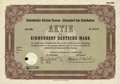 Solenhofer aktien verein 1952 - aktien,