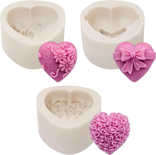 Silikonform herz mit blumen - herz,