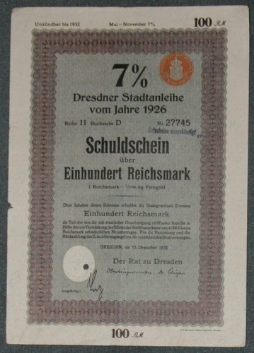 Stadt dresden anleihe 1926 - 7,