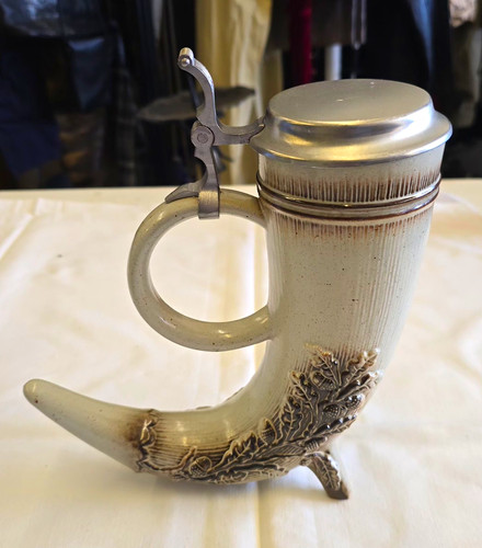 Bierkrug keramik grau silber - keramik, grau/silber