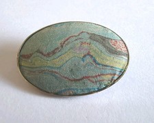 Vintage Brosche Seidenmalerei