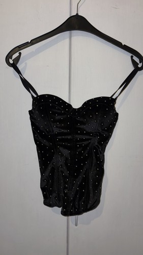 Schwarze corsage mit nieten - schwarze,