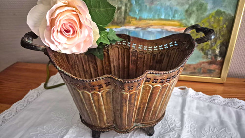 Jardinere metall antik vintage - antik,