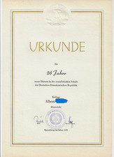 Urkunde "25 Jahre treue