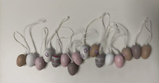 16 kleine bunte Ostereier zum Aufhängen Ostern Deko Holz Osterschmuck
