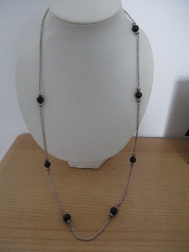 Lange onyx kette - 835, silber