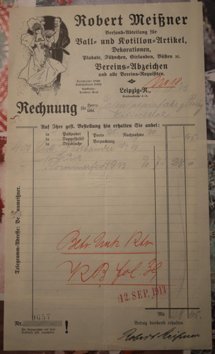 Rechnung quittung papier 1913 - papier,