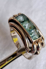 Ringe Silber 800 antik Art Deco hellgrünen Turmalin Aquamarin Gr. 57 / 18,1 mm