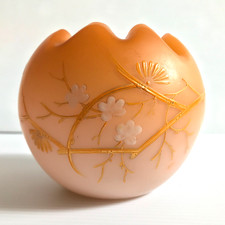 Pfirsichgeblasene Glas Rosenschale Vase Pfirsich - Antik ?