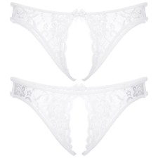 DE Herren Offenen Slips Spitze Transparent String Tanga Sissy Low Rise G-String 