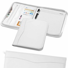 Weiße Aktenmappe mit Reißverschluss Schreibmappe Konferenzmappe Dokumentenmappe