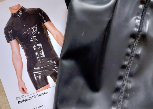 Latex herren body zip schwarz - latex,