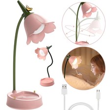 Blumendesign Dimmbare Tischlampe Schreibtischlampe USB Leselampe für Kinder