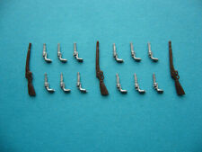 Timpo Einzelteile Parts Cowboy Figuren: 12 Pistolen & 3 Winchester Gewehre braun
