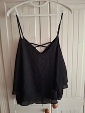 Kurze Bluse Gr.m Schwarz Chiffon