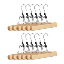 Hosenspanner Holz 12er Set Kleiderbügel 360° drehbarer Haken Klemmbügel für H...