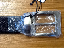 Herren Rochenleder Gürtel schwarz mit " Auge "  79 - 103 cm