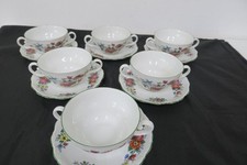 Seltmann  Weiden  6 Suppentassen  2 Tlg. Barock  - Blumen