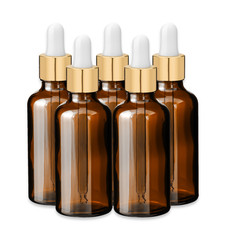 5x Glasflasche braun 50 ml mit