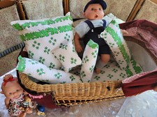 DDR Elefanten grün - 5-tlg. - Kissen Set - Puppenbett Puppenwagen Garnitur 