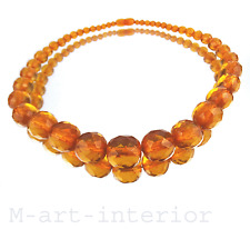 Bernstein Halskette mit Facetten-Schliff, Amber Necklace SBM Königsberg ca. 1930